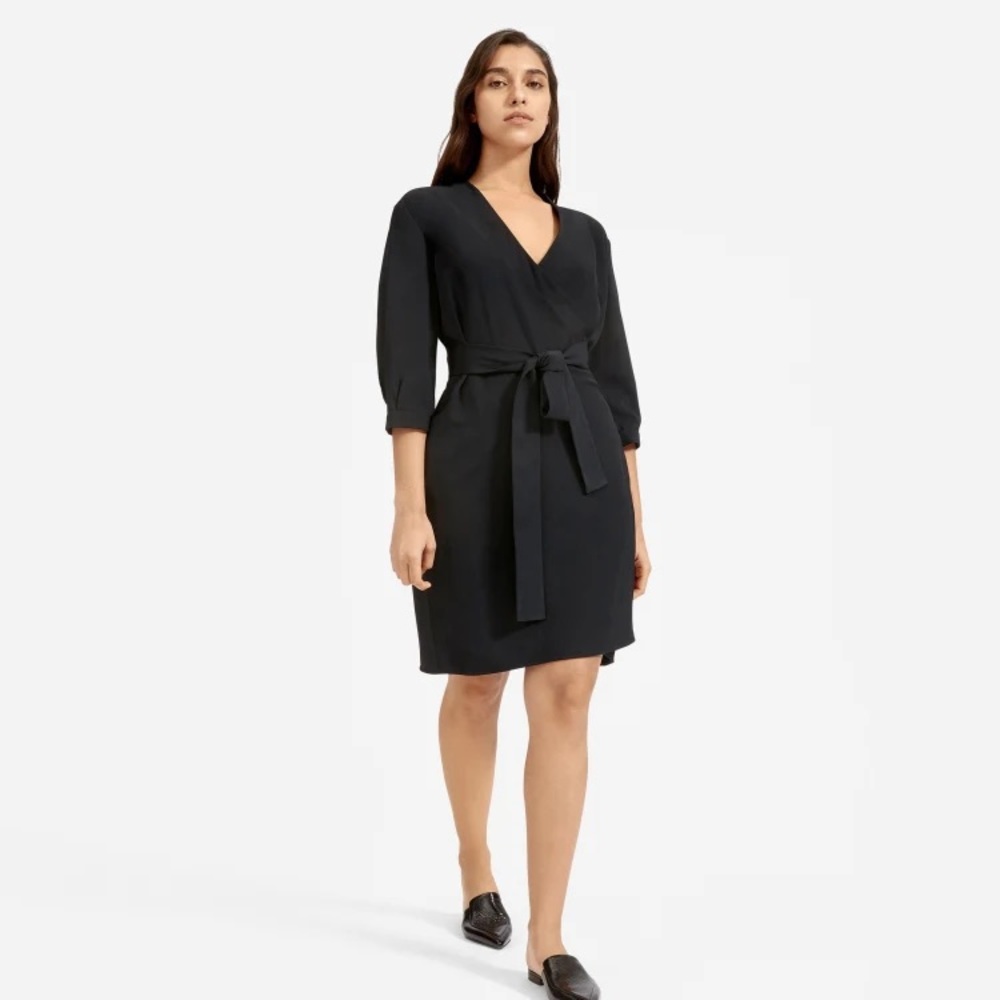 Everlane Japanese GoWeave Long-Sleeve Mini Wrap Dress